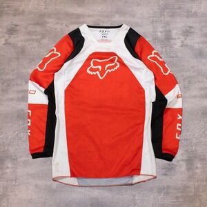 Y2K 2000's 00's Fox Racing Long Sleeve White Red Jersey